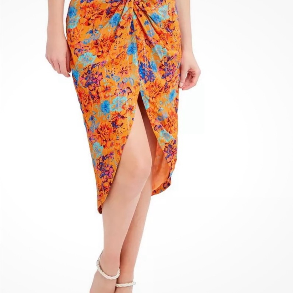 NWT BCBG Floral Orange and Blue Women's Skirt